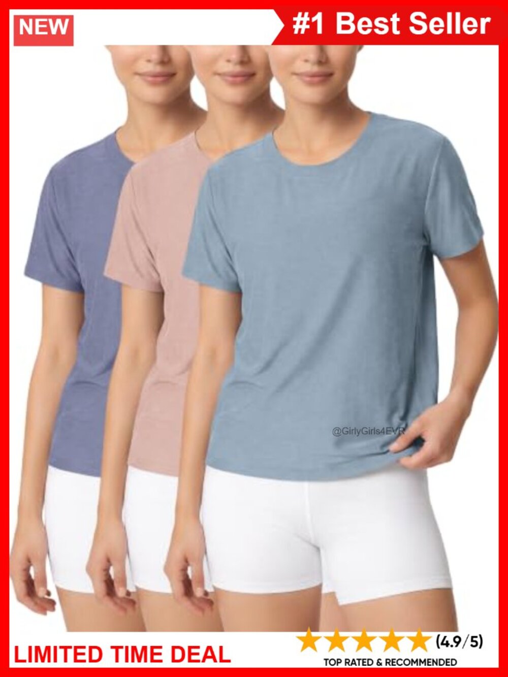 Women's Performance Crew Neck Short Sleeve Tee Relaxed Fit Quick Dry UPF 50+